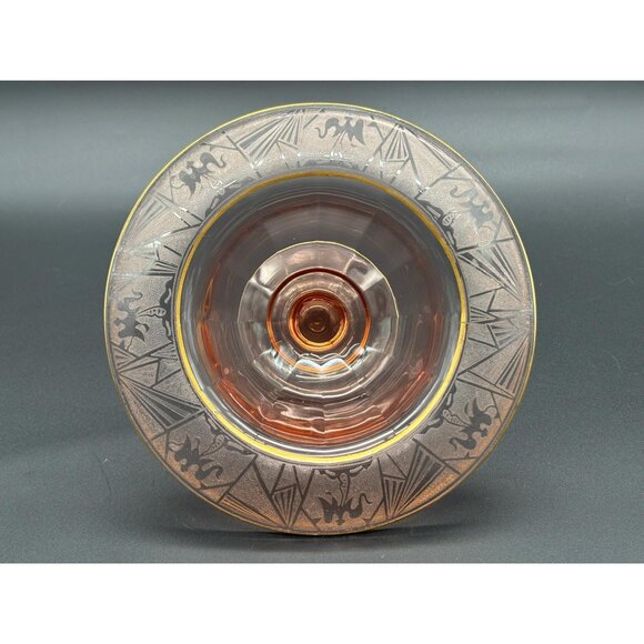 Vintage Tiffin Glass Pink Depression Compote Pedestal Candy Dish w/ Rim - Picture 3 of 7